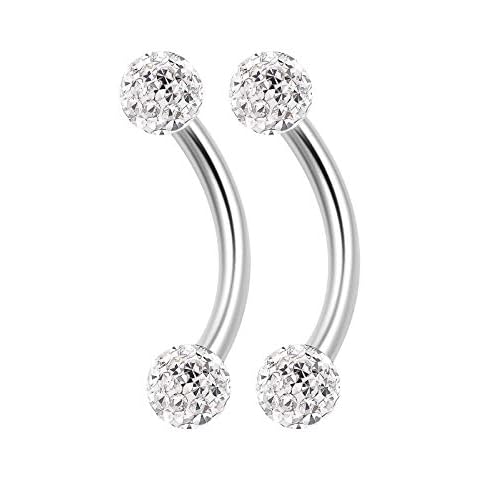 2PCS Surgical Steel Curved Barbell Ring Cover