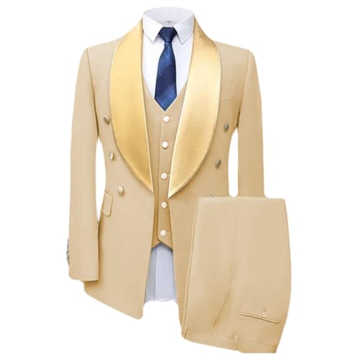 Men's 3 Pieces Formal Suit Shawl Lapel Tuxedos Slim Fit Jacket