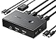UGREEN HDMI 2.0 KVM Switch 2 PC 1 Monitor USB Switch 2 PC 4K@60Hz HDMI Switch mit Desktop Steuerung für 2 PC Share 1 HDMI Monitor und 4 USB Anschlüsse für Tastatur, Maus, Drucker, Webcam, USB Mic usw.