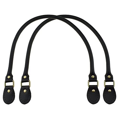 Image of HAHIYO Purse Handle Replacement Cowhide Leather Handle Strap Shoulder Handbag Tote Belt Sturdy Easy Clip on Attach Stay on Not Slip off Not Leave Mark on Body 24.4inch 2PCS