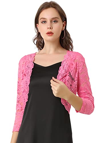 Comparativas de Torera rosa Top cinco. 29 Allegra K Elegante Playera de Manga 3/4 con Encaje Floral Transparente para Mujer, Rosado, XS