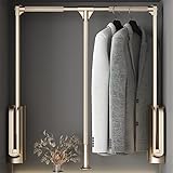 LDIW Kleiderschranklift Breite Regulierbar Garderobenlift Schwenkbare Kleiderstange Teleskopschrankrohr Kleiderlift für Schrankrohr-Stange für Kleiderbügel,S4 Double Buffer,660to890MM