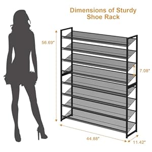 Large shoe rack 8 tierheavy duty metal shoe organizer shelf 4 tier stackable shoe storage rack for closet front door entrance up to 50 pairs 448 wx114 dx567 h  urban country home decor