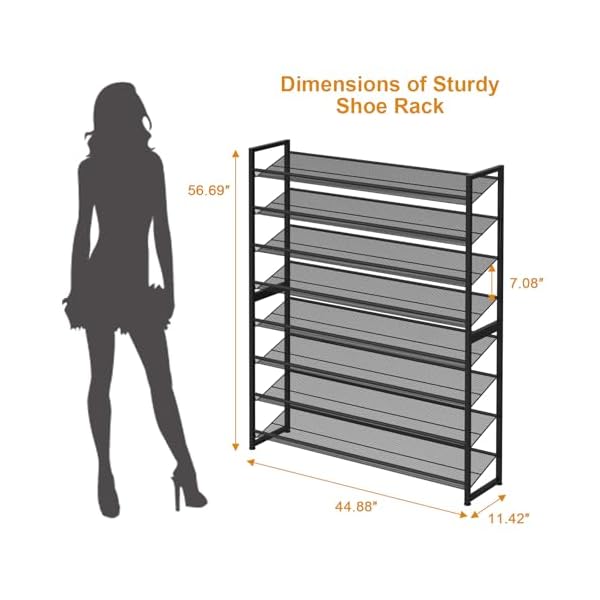 Large shoe rack 8 tierheavy duty metal shoe organizer shelf 4 tier stackable shoe storage rack for closet front door entrance up to 50 pairs 448 wx114 dx567 h  urban country home decor