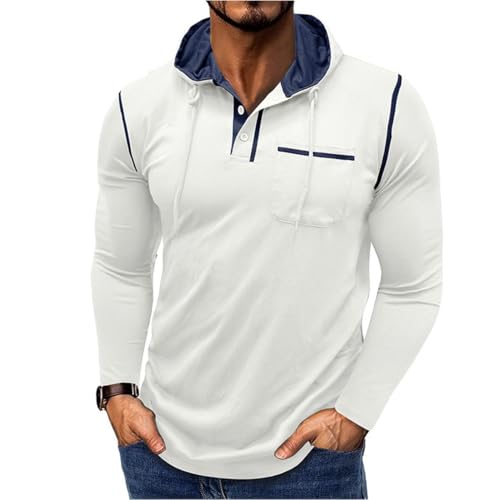 HARGLESMAN Mens Fashion Casual Long Sleeve Pullover Hooded Solid T-Shirt Stretch Basic Fall Layer Shirt