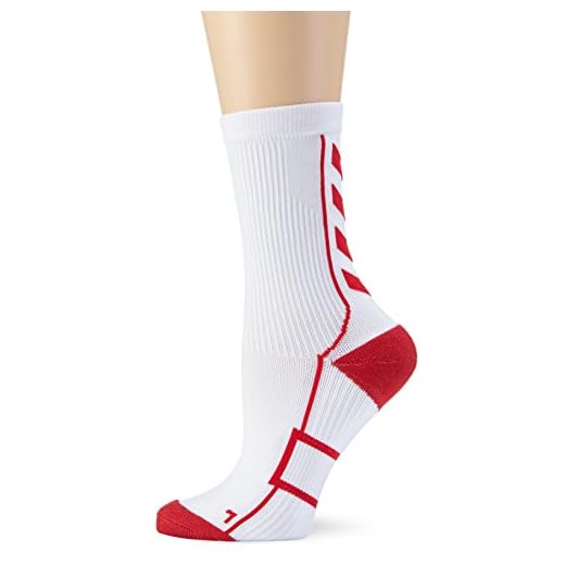 Hummel Sportsocken kurz Unisex mit Polsterung div. Farben - REFLECTOR TECH INDOOR SOCK LOW - Socken antibakteriell für Sport & Fitness - Strümpfe Mesh Belüftung, weiß (White/True Red), 14, 21-074-9402