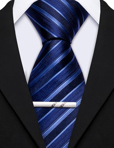 Image of Barry.Wang Mens 6 PCS Ties Silk Striped Paisley Check Floral Necktie Silky Woven Wedding Business Party Ties 3.34 inch