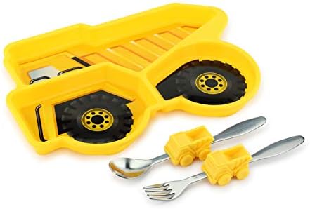 KidsFunwares T-Rex Dinosaur Me Time Meal Set, Portion Control Divided Plate with Fork and Spoon for Kids