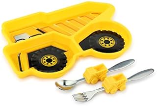 KidsFunwares T-Rex Dinosaur Me Time Meal Set, Portion Control Divided Plate with Fork and Spoon for Kids