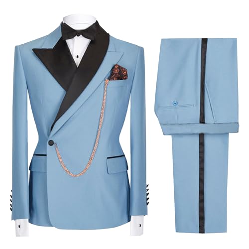 JEsilunmaMY Men's Stylish Groom 2 Piece Suit Set Peak Lapel Slim Solid Blazer Jacket Pants Business Wedding Prom Tuxedo Suits