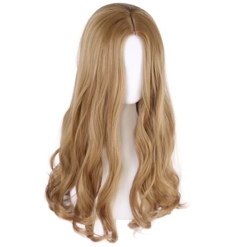 Image of 24 inch Long Wavy Light Golden Blonde Wigs for Women Megan Costume Wig Prom