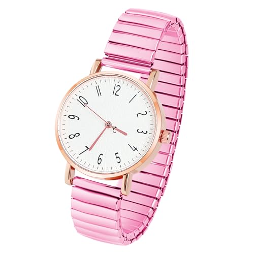 AOOSU Montre Femme Bracelet Extensible, Montre Femme à Bracelet Élastique Montres à Quartz Facile à Lire Grands Chiffres Arabes Bracelets en Métal-Cadeau...
