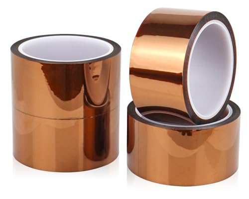 Image of BOMEI PACK Polyimide Tape, 4 Pack High-Temperature Resistant Tape 2inch x 33m(108ft), No Residue Heat-Resistant Tape for Electric Task, 3D Printing, Soldering, Sublimation, Masking Sealer Machine