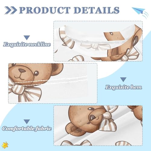 ALAZA Kids Rash Guard Girls Boys Toddler Swim Shirts Short Sleeve Bear Face Brown UPF 50+ 3T3