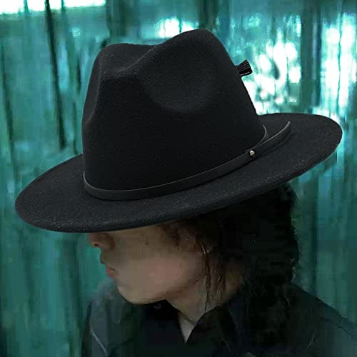 Lady-Fashion-Fedora-Chapeau-Double-Face-Panama-Cap-Mens-Costume-Robe-Chapeaux-Deux-Teint-Laine-Feutre-Casquette-Decontractee-avec-Boucle-De-Ceinture-PU-pour-Une-Fete-De-Mariage