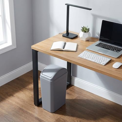 Caneca de basura plástica rectangular con tapa abatible, 12 L gris miniatura 4