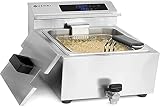 HENDI Fritteuse Mastercook, Digital, Tischfriteuse, Sicherhetsthermostat, Frittierkorb mit extra langen Griff, Kaltzone längere Öl Lebensdauer, 8L, 230V, 3500W, 300x515x(H)345mm, Edelstahl 18/0