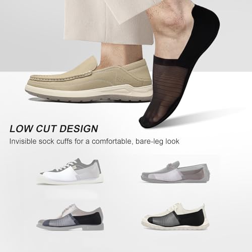 Ice Silk Invisible Breathable Anti-slip Socks, No Show Socks Womens and Men for Flats, Ultra Low Cut Non Slip Flat Boat Liner (US, Alpha, One Size, Regular, Regular, 5 Pairs-A)3