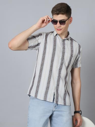 Image of Majestic Man Men Cotton Blend Slim Fit Half Sleeve Casual Shirt