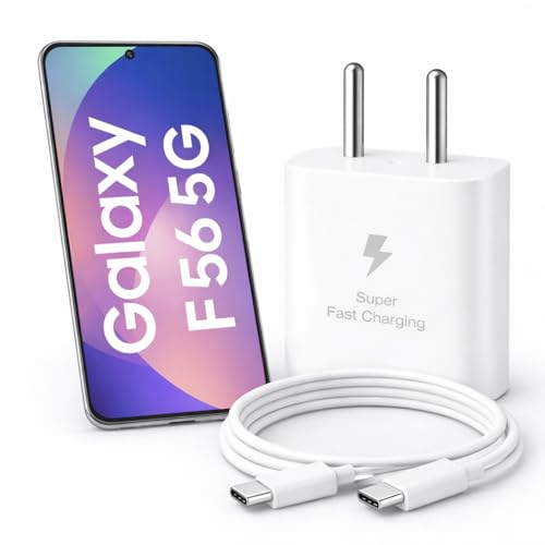 Image of 25W Charger for Samsung Galaxy F56 with Type-C to C Cable | Super Fast Charging PD Adapter for Galaxy S26 /S25 Ultra, S24 FE, M17e /A36 /A16, M15 /M17 /M55 5G, F17 /F70e /Z Fold & S /A /M /F /Z Series Phones