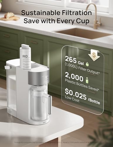 Image of DREO Reverse Osmosis Water Filter Countertop, RO Filtration System, 3:1 Pure to Drain, TDS & Filter Life & 2 Autofill Pitchers, Install-Free, Self-Cleaning Water Purifier, RO Water Filter