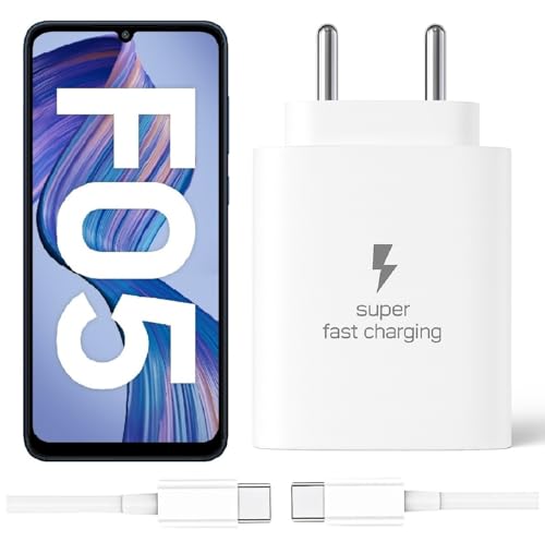 Image of 25W Type-C Charger with Cable Compatible with Samsung-Galaxy F05 5g | Super Fast Charger Adapter for S23 /S24 /S25 /S21Fe /A14 /M17 /M06 /M07 /M05 /F05 /F15 /F06 /M36 /A55 / F17 /A16 /M16 /A56 /A36 /A35 /A34 /A26, White