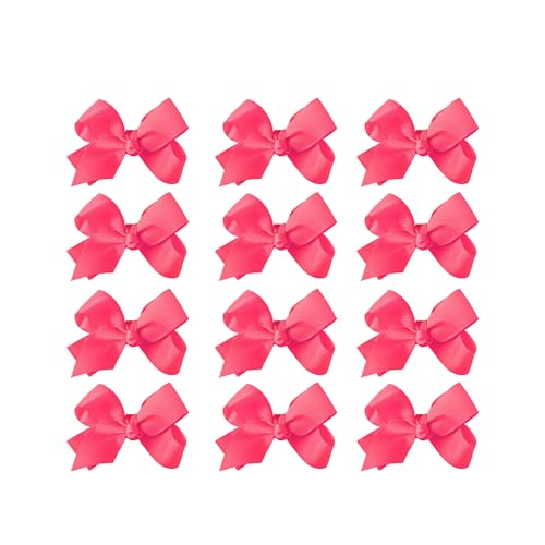 Image of Small Solid Bow for Girls - Set of 12 (Neon Pink)