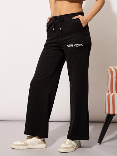 Image of barcino Black Terry New York Print Track Pants