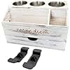 Quick4 Home Innovations Bathroom Hair Tool Organizer White and Blow Dryer Holder - Farmhouse Decor Rustic Hair Dryer Organizer & Organizer Storage for Vanity with Brush Holder