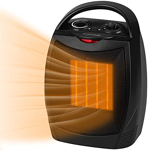 Electric Space Heater with Thermostat, 1500W 750W Ceramic Heater Fan, Small Protable Heater Heat Up 200 Square Feet for Bedroom Office Room Desk Indoor Use, Black