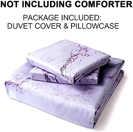 choicehot Marble Bedding Double Size Set Purple Duvet Cover Lightweight Soft Comforter Quilt Cover Easy Care Bed Set, 1 x Double Duvet Cover & 2 x Pillowcases