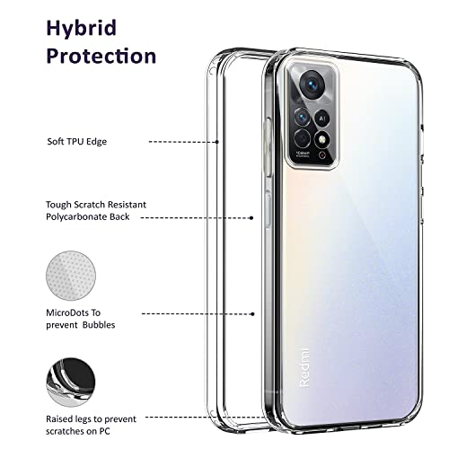 Image of Jkobi Back Cover Case for Xiaomi Redmi Note 11 Pro |11 Pro 5G |11 Pro Plus 5G (Silicone Clear | Camera Protection | Soft and Flexible for Charger and Headphone sockets | Shockproof | Transparent)