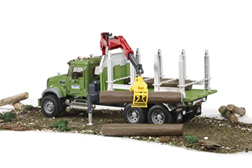 Bruder 02824 Mack Granite Timber Truck With Loading Crane And 3 Trunks #TOP6