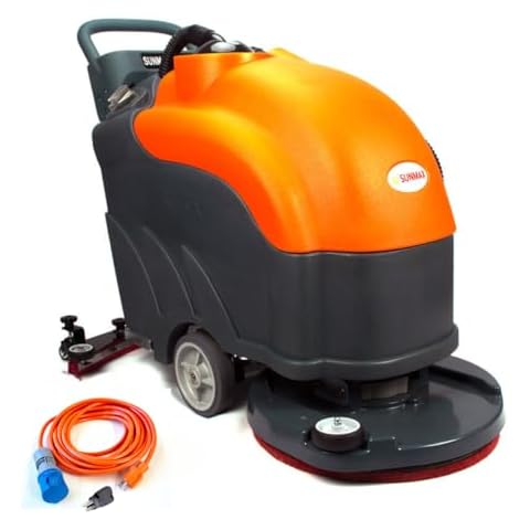 SUNMAX RT50AC 22" Electric Floor Scrubber Dryer Machine, 22 FEET Power Cord, 14.5-Gal Sewage Tank, 22" Brush/Pad Cleaning Width; 31" Squeegee Width Cover