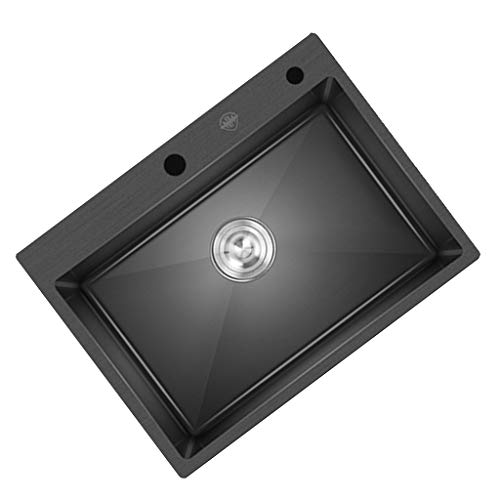 Fregadero De Acero Inoxidable Negro De 304 Nanómetros Fregadero Manual De Un Solo Baño Fregadero Belfast Nano Fregadero De Un Solo Baño Fregadero De Cocina (Color : Black, Size : 60 * 45cm)