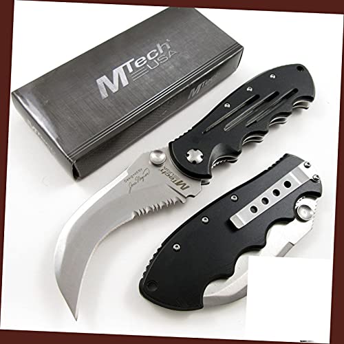 Folding Pocket Knife Mtech Black Heavy Duty Bear Claw Karambit Hawkbill Knife #TOP20