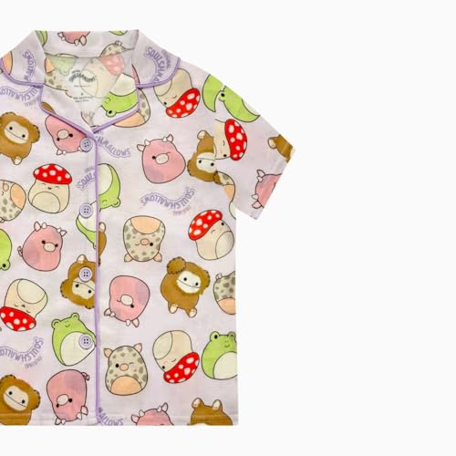 Squishmallows Girls Pajama Set - 2 Piece Cozy Girls Pjs with Button Down Short Sleeve & Shorts For Kids - Official Product2