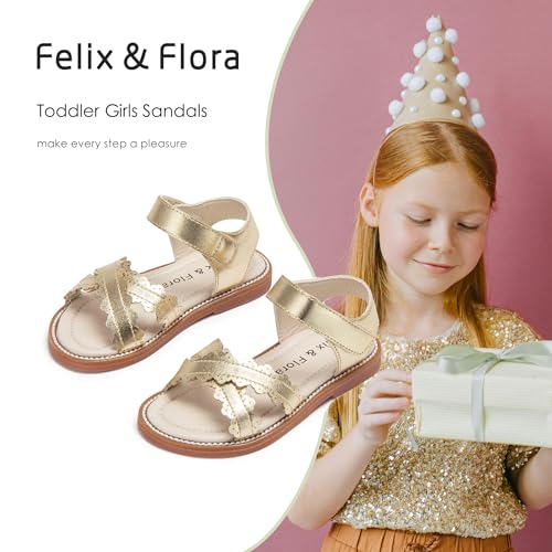 Image of Felix & Flora Toddler Girl Sandals - Little Girl Easter Dress Shoes Lightweight Open Toe Beach Holiday Flats
