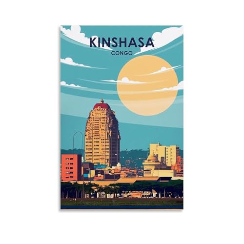 ouweri Kinshasa Affiche décorative sur toile Motif Congo vintage 30 x 45 cm