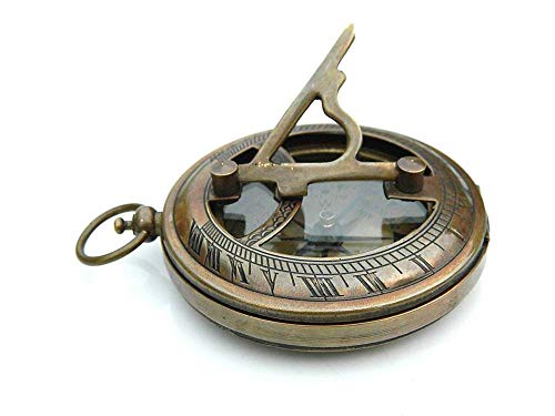 Rii Antique Nautical Directional Magnetic Sundial Brass Compass, Antique Decor Birthday Gifts For Men, Astrolabe Gift For Him, Baptism Gifts With Engraved Quotes, Sun Dial In Leather Case #TOP3
