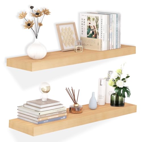 Wandboard Wandregal Regal Wand Regalbrett 50cm Wandplatten Wandregal Holz mit Unsichtbarer Halter Schweberegal aus Holzregalen für Küchenregal Badezimmer Schlafzimmer Büro Wohnzimmer （50cm*16cm*2.8cm）