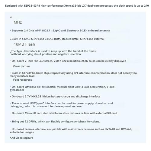 Carte de développement WiFi Bluetooth avec écran LCD tactile IPS 2" - 3