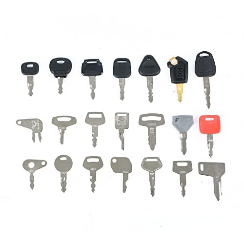 21Pcs Digger Keys, Btstil Ignition Starter Key Set, Universal Ignition Switch Spare Keys for Agricultural and Excavator Machinery Caterpillar, Kobelco, Komatsu, Kubota, Dumper