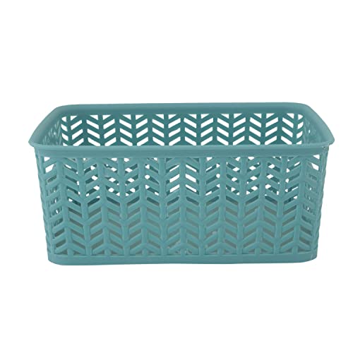 Simplify 25173-Dusty-3Pk Herringbone Storage Basket, Small, Dusty Blue, 3 Count #TOP4