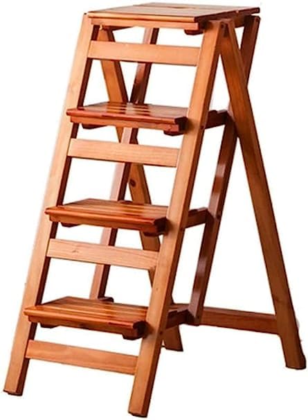 MAHOKSHA Folding Portable Wooden Step Stool for Home and Library - Anti-Slip & Lightweight (47L X 35W X 90H cm)-picture-15