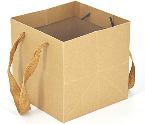 HUAPRINT Brown Paper Bags with handles,Gift Bags Bulk 24 Pack,10x10x10inch Square Size Large,Paper Shopping Bags, Kraft, Party, Birthday,Favor, Goody, Take-Out, Merchandise, Retail Bags