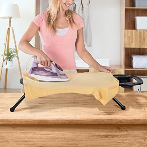 Duwee Table Top Ironing Board,Small Ironing Board Heat Resistant Cover with Thick Padded Cover,Compact,Folding Legs,Black,36x64cm