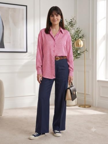 Image of OOMPH! Women's Printed Shirt | Full Sleeves | Collared Neck | Curved Hem | Casual Shirt for Women