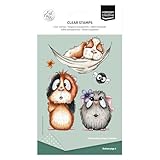 Vaessen Creative Silikonstempel Meerschweinchen, Blumen, Biene - 7 Transparenter Stempel - für DIY, Karten Basteln, Umschläge und Scrapbooking - Geeignet für Stempelhilfe + Stempelblock