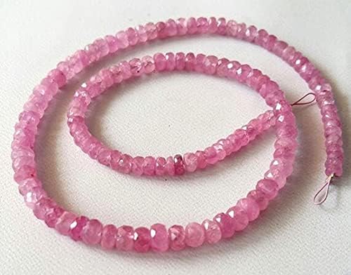 Saphir rose perles de 3 à 4 mm en fil de 12 pouces pour bijoux - 3